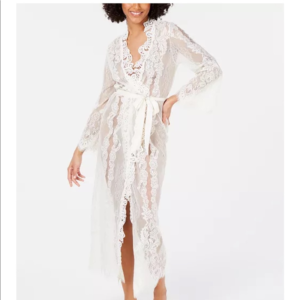 INC Ivory Lace Wrap Robe, Created for Macy's bridal lace robe lingerie nwt small